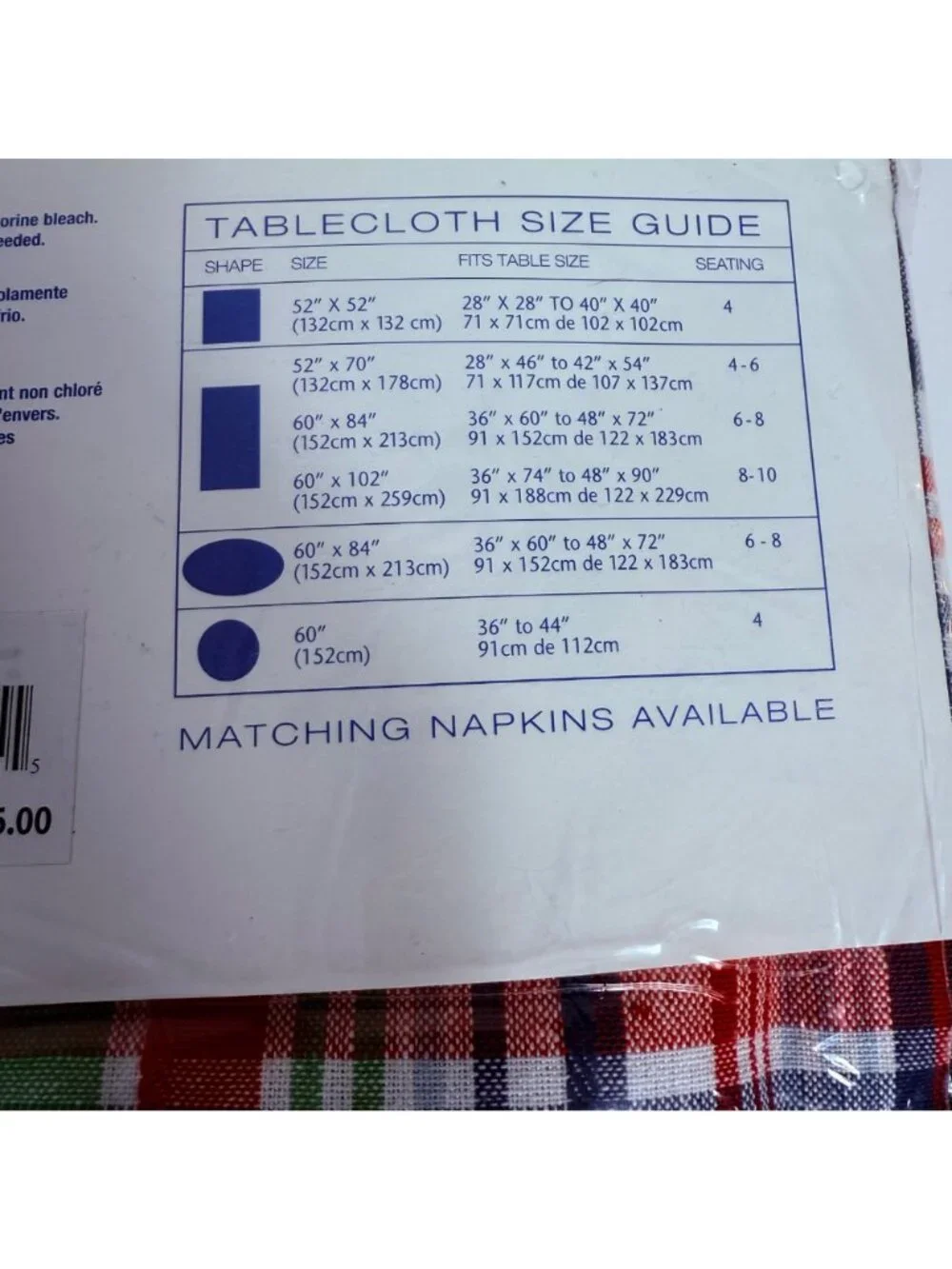 Bardwil Oval Tablecloth Plaid 60